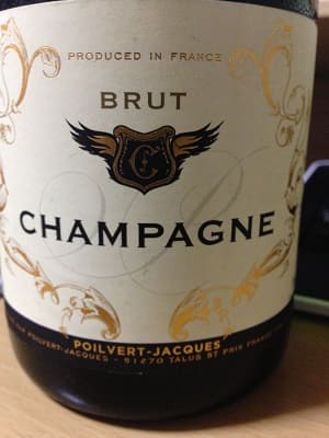 ピノ・ノワール30%/ピノ・ムニエ50%/シャルドネ20%原料のフランス産辛口発泡ワイン「ポワルヴェール・ジャック シャンパーニュ ブリュット(Poilvert-Jacques Champagne Brut)」from ワインコレクション共有WebサービスWineFile