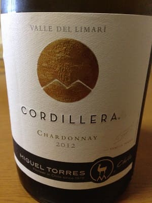 シャルドネ100%原料のチリ産辛口白ワイン「コルディエラ シャルドネ(Cordillera Chardonnay)」from ワインコレクション記録WebサービスWineFile