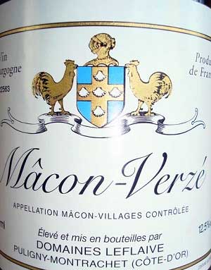 シャルドネ100%原料のフランス産辛口白ワイン「マコン・ヴェルゼ ドメーヌ・ルフレーヴ(Domaine Leflaive Macon Verze)」from ワインコレクション共有WebサービスWineFile