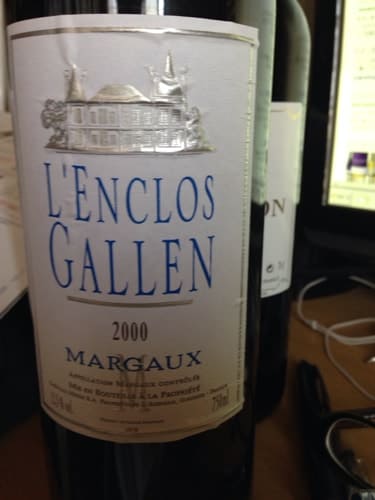 メルロー80%/カベルネ・ソーヴィニョン20%原料のフランス産辛口赤ワイン「ランクロ ガランL'Enclos Gallen」from ワインコレクション記録WebサービスWineFile