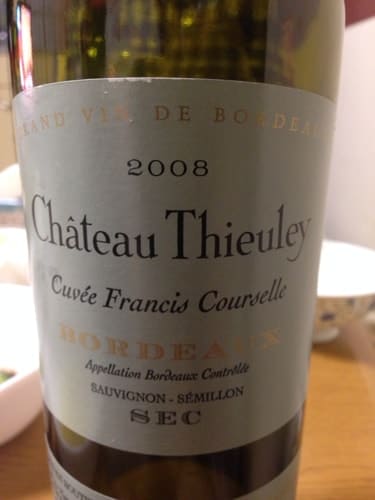 ソーヴィニョン・ブラン/セミヨン原料のフランス産辛口白ワイン「シャトー・チューレイ キュヴェ・フランシス・クールセル(Chateau Thieuley Cuvee Francis Courselle)」from ワインコレクション共有WebサービスWineFile