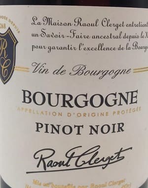 ピノ・ノワール100%原料のフランス産やや辛口赤ワイン「ラウル・クラージェ ブルゴーニュ ピノ・ノワールRaoul Clerget Bourgogne Pinot Noir」from ワインコレクション共有WebサービスWineFile