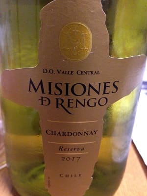シャルドネ100%原料のチリ産辛口白ワイン「ミシオネス・デ・レンゴ レゼルヴァ シャルドネMisiones D Rengo Reserva Chardonnay」from ワインコレクション記録WebサービスWineFile