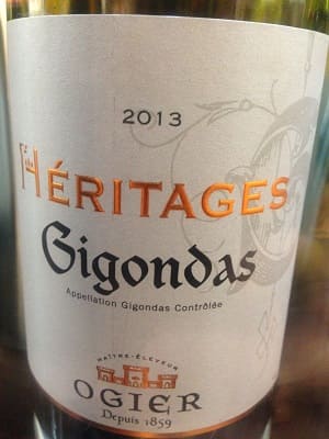 シラー/グルナッシュ/ムールヴェードル原料のフランス産辛口赤ワイン「オジェ エリタージュ ジゴンダスOgier Heritages Gigondas」from ワインコレクション共有WebサービスWineFile