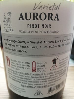 ピノ・ノワール100%原料のその他産辛口赤ワイン「オーロラ ピノ・ノワール(Aurora Pinot Noir)」from ワインコレクション記録WebサービスWineFile
