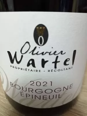 ピノ・ノワール100%原料のフランス産辛口赤ワイン「オリヴィエ・ワルテル ブルゴーニュ エピヌイユ(Olivier Wartel BourgogneÉEpineuil)」from ワインコレクション記録WebサービスWineFile