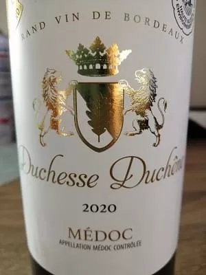 メルロー45%/カベルネ・ソーヴィニヨン40%/プティ・ヴェルド10%/カベルネ・フラン1%原料のフランス産辛口赤ワイン「ドシャス・ドゥシェーネ メドック(Duchesse Duchene Medoc)」from ワインコレクション記録WebサービスWineFile