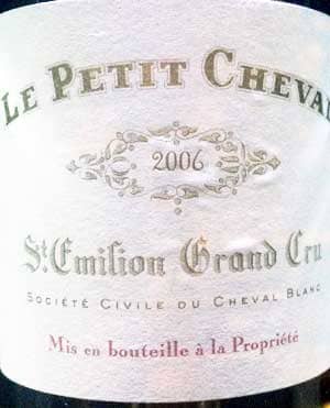メルロー75%/カベルネ・フラン25%原料のフランス産辛口赤ワイン「ル・プティ・シュヴァルLe Petit Cheval」from ワインコレクション記録WebサービスWineFile