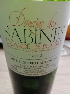 メルロー80%/カベルネ・フラン15%/カベルネ・ソーヴィニヨン5%原料のフランス産辛口赤ワイン「ドメーヌ・デ・サビーヌ(Domaine Des Sabines)」from ワインコレクション記録WebサービスWineFile