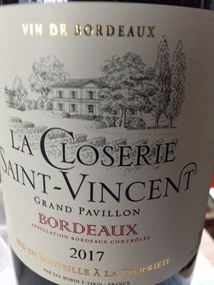メルロー85%/カベルネ・ソーヴィニヨン15%原料のフランス産辛口赤ワイン「ラ・クロズリー・サン・ヴァンサン(La Closerie Saint-Vincent)」from ワインコレクション記録WebサービスWineFile