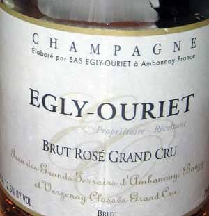 ピノ・ノワール60%/シャルドネ40%原料のフランス産辛口発泡ワイン「エグリ・ウーリエ グラン・クリュ ロゼ ブリュット(Egly Ouriet Grand Cru Rose Brut)」from ワインコレクション記録WebサービスWineFile