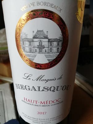カベルネソーヴィニヨン55％/メルロー40％/プティ・ヴェルド5％原料のフランス産辛口赤ワイン「ル・マルキ・ド・ビエガルスコー(Le Marquis de Biegalsquou)」from ワインコレクション共有WebサービスWineFile