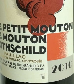 カベルネ・ソーヴィニヨン79%/メルロー19%/カベルネ・フラン2%原料のフランス産辛口赤ワイン「ル・プティ・ムートン・ド・ムートン・ロスチャイルドLe Petit Mouton de Mouton Rothschild」from ワインコレクション記録WebサービスWineFile