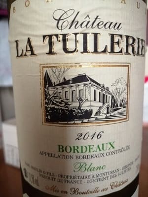 ソーヴィニヨン・ブラン75%/セミヨン20%/ミュスカ5%原料のフランス産辛口白ワイン「シャトー・ラ・テュイルリー ボルドー ブラン(Chateau La Tuilerie Bordeaux Blanc)」from ワインコレクション記録WebサービスWineFile