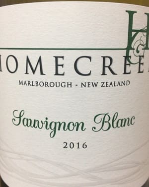 ソーヴィニヨン・ブラン100%原料のニュージーランド産辛口白ワイン「ホーム・クリーク ソーヴィニヨン・ブラン(Homecreek Marlborough Sauvignon Blanc)」from ワインコレクション記録WebサービスWineFile